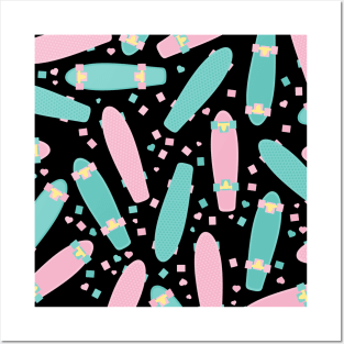 Pastel Skateboards Pattern Posters and Art